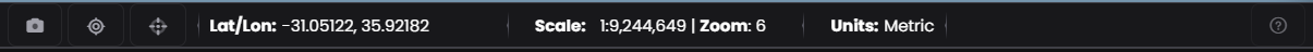 screenshot of the bottom toolbar with scale, coordinates, snapshot, and units labels visible