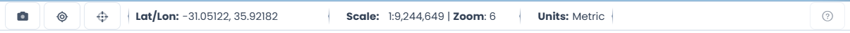 screenshot of the bottom toolbar with scale, coordinates, snapshot, and units labels visible