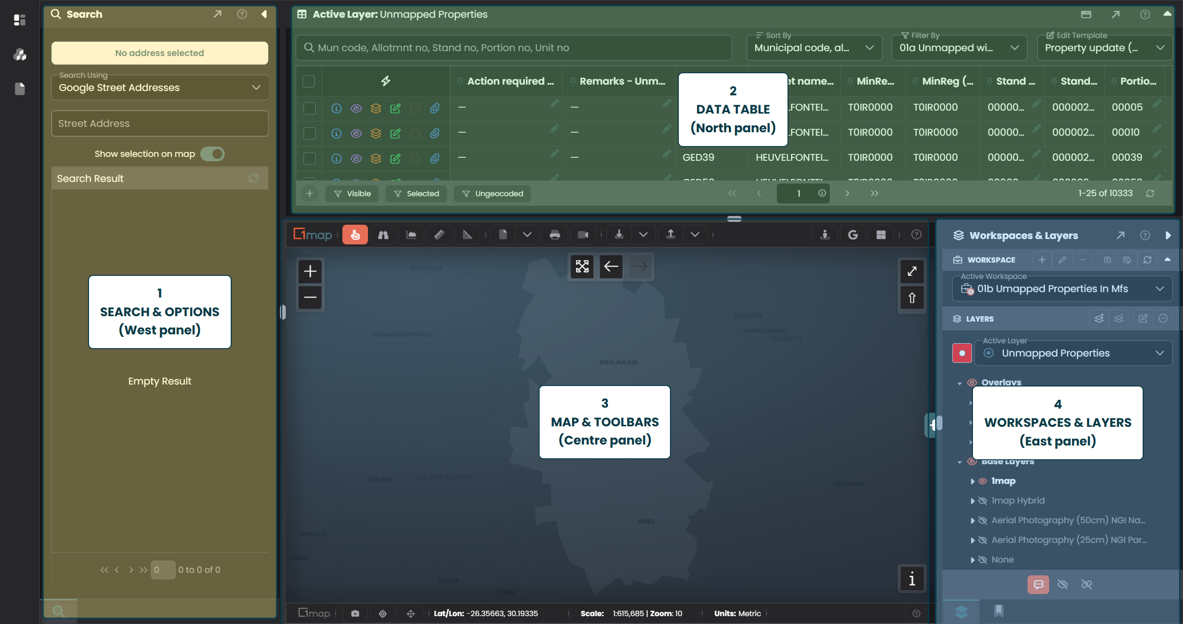 Interface panel layout