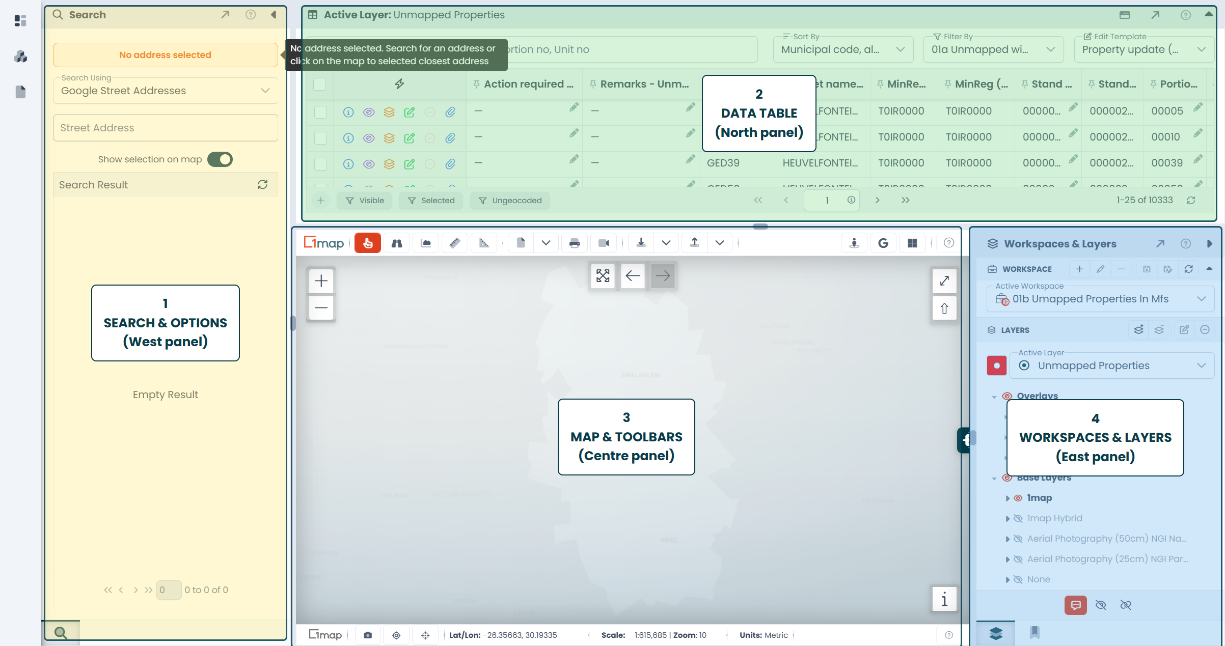 Interface panel layout